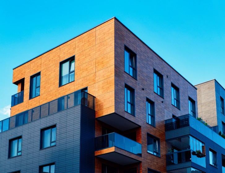 Looking up at a residential building